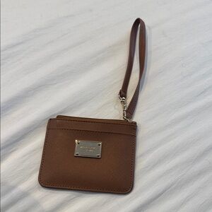 Michael Kors Tan Wristlet with Silver Accents